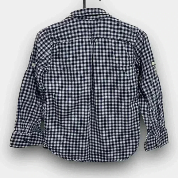 🔵 2/$15 ~ GAP KIDS button down boys shirt blue/white checkerboard‎ M(8) reg - Picture 2 of 4